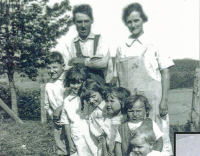 Famille Eugène et Laura, Hubert, Ida, Léonne, Cécile, Roger et Léo